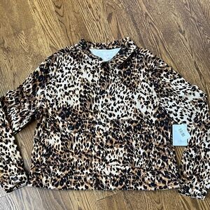 LuLaRoe Brown Leopard Print Kenny Jean Jacket 3X NEW WITH TAGS